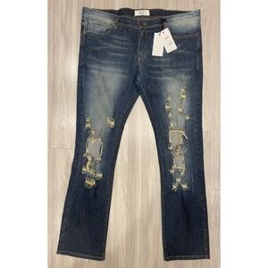 NEW Golden Denim Los Angeles Blue Dark Wash Jeans 40 x 32 Distressed USA Made